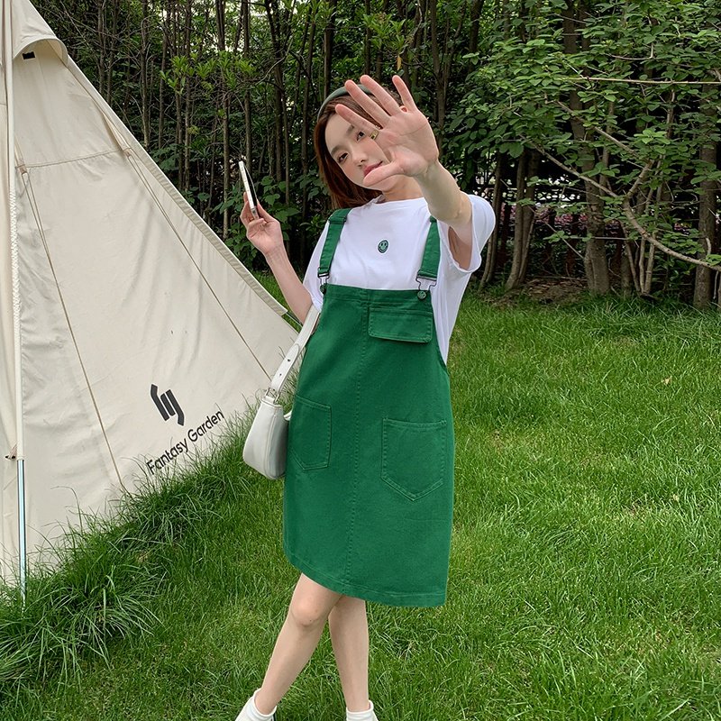 【】笑脸刺绣背带裙套装2292-P115-K168单裙P85-K138，女装连衣裙，乔安迪