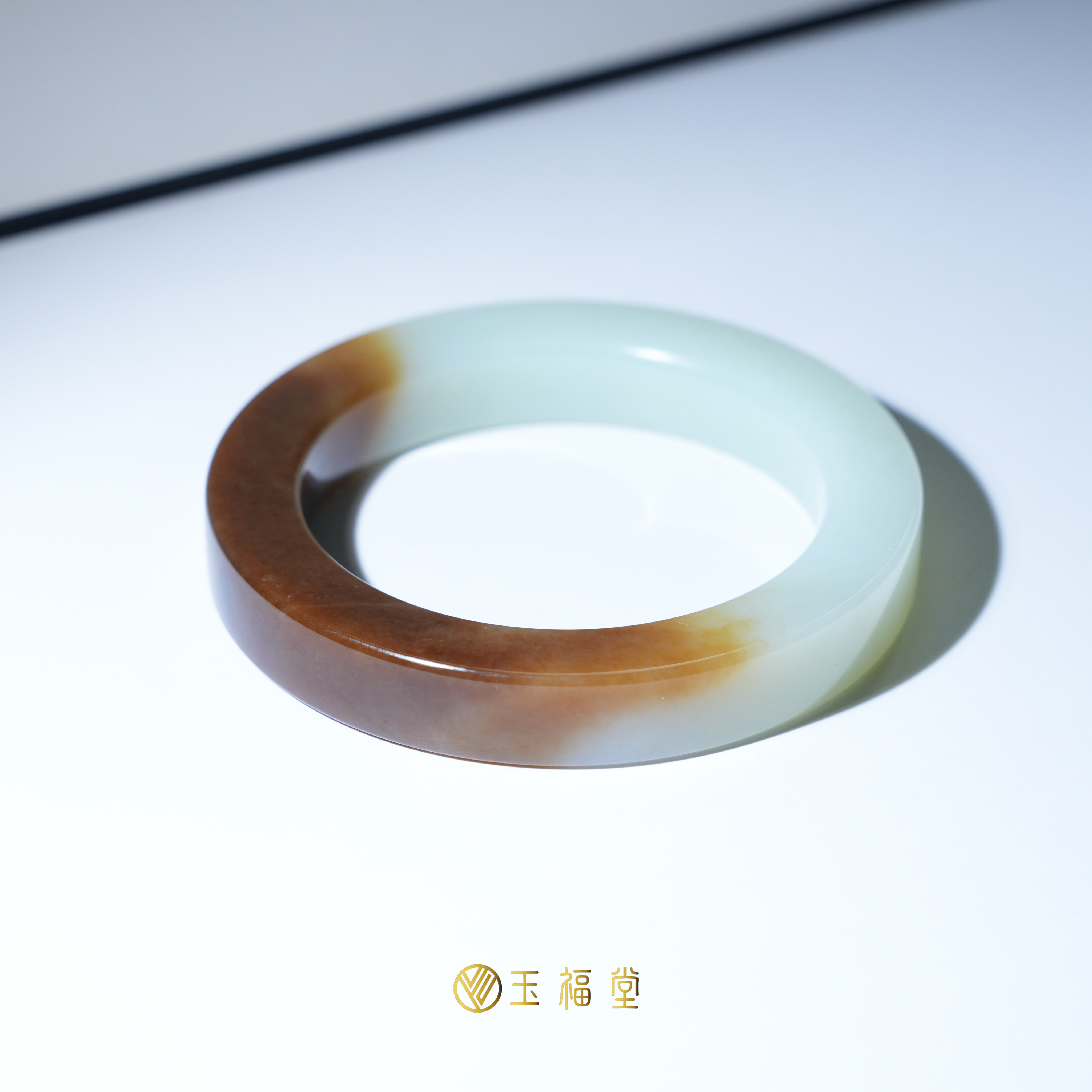 【福利款】玉福堂 | 新疆且末和田玉糖玉直切玉镯 | 半山水56mm