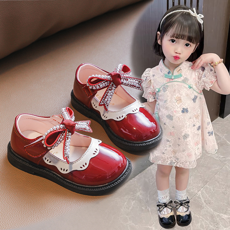 春秋季女童蝴蝶结公主鞋小女孩鞋