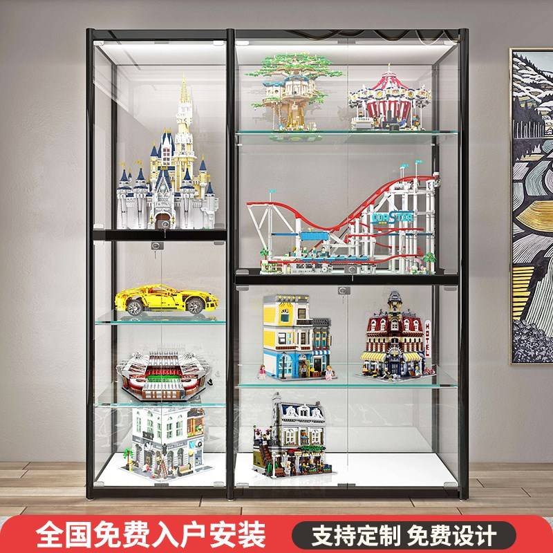 透明玻璃陈列柜手办动漫模型展乐高展示柜礼玩具货架柜防品尘家用