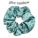 GLEE RAINBOW 湖水绿真丝缎植绒波点网纱双层肥肠马尾发圈