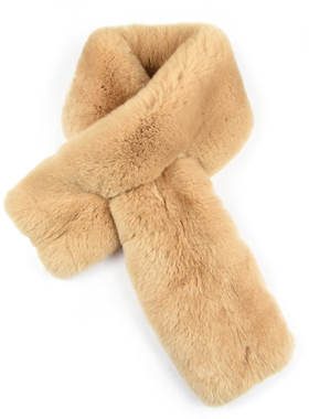 GLEE RAINBOW驼色双面整皮皮毛一体兔毛加厚保暖围脖秋冬皮草围巾