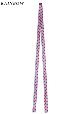 Glee rainbow清新紫色红波点少女心超窄飘逸真丝迷你小丝巾