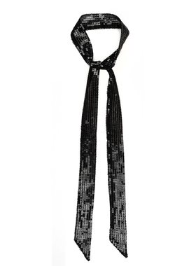 GLEE RAINBOW黑色光感珠片短款迷你细领巾领带小围巾