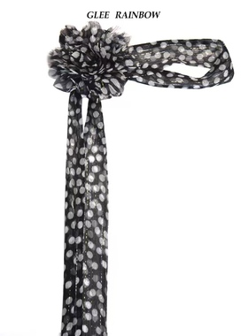 Glee rainbow黑白波点颈花时髦闪线抽丝感装饰围巾丝巾