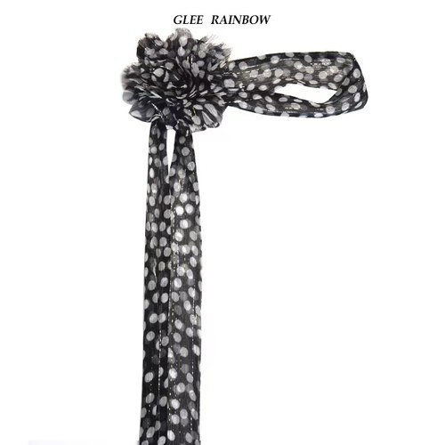 Glee rainbow黑白波点颈花时髦闪线抽丝感装饰围巾丝巾