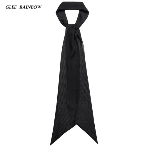 Glee rainbow黑色男士桑蚕丝条纹透视超薄真丝雪纺长丝巾围巾