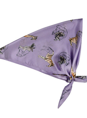 GLEE RAINBOW 浅紫色手绘卡通小鹿真丝印花方巾