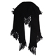 Glee rainbow黑色纯羊毛超大三角流苏披肩保暖围巾围脖