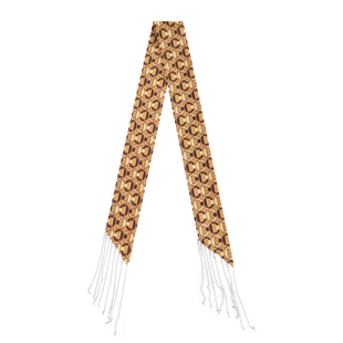 GLEE RAINBOW 时髦金棕色超短朋克真丝印花链条短款丝巾CHOKER