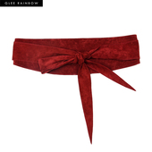 GLEE RAINBOW复古暗红反绒真皮2圈腰带腰封