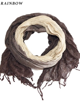 Glee rainbow日式米咖渐变色羊绒柔软褶皱造型两用款披肩围巾