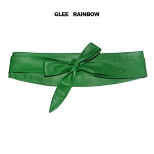 经典 2024圣诞绿 羊皮宽腰带腰封 RAINBOW GLEE