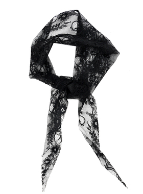 GLEE RAINBOW透视轻薄挺阔黑色蕾丝造型头带三角巾毛边头巾丝巾