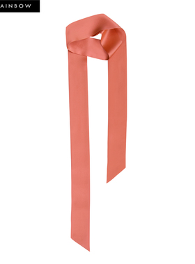 Glee rainbow 深橘粉红色 斜角窄版100%真丝丝巾 长条细丝巾
