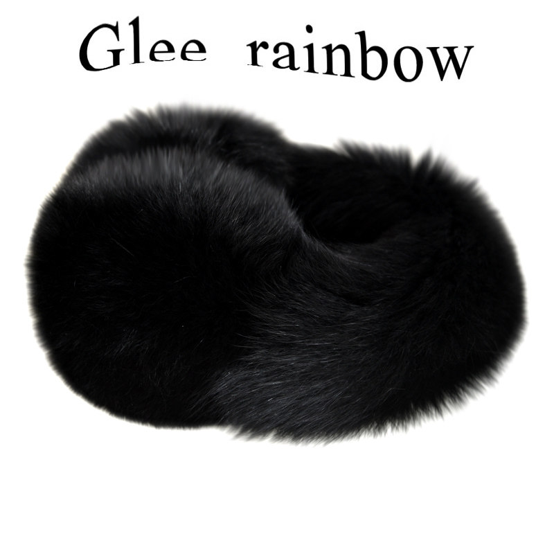 GLEE RAINBOW 검은 여우 모피  모피 가을 겨울 따뜻하고 방풍 귀마개