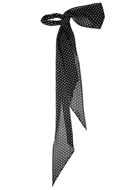 Glee rainbow时髦黑色波点超长透视单面手工卷边丝巾长款围巾