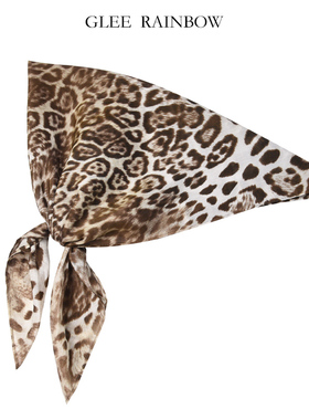 Glee rainbow浅咖色时髦真丝棉薄款豹纹大方巾造型头巾丝巾 67cm