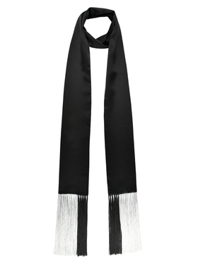 Glee rainbow黑色真丝西装金属拼色流苏造型丝巾