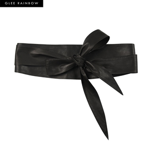 深棕羊皮宽腰带腰封 黑色 GLee rainbow经典