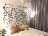 少女宿舍床头布ins卧室装 猫咪背景布 饰魔术贴挂布 morning