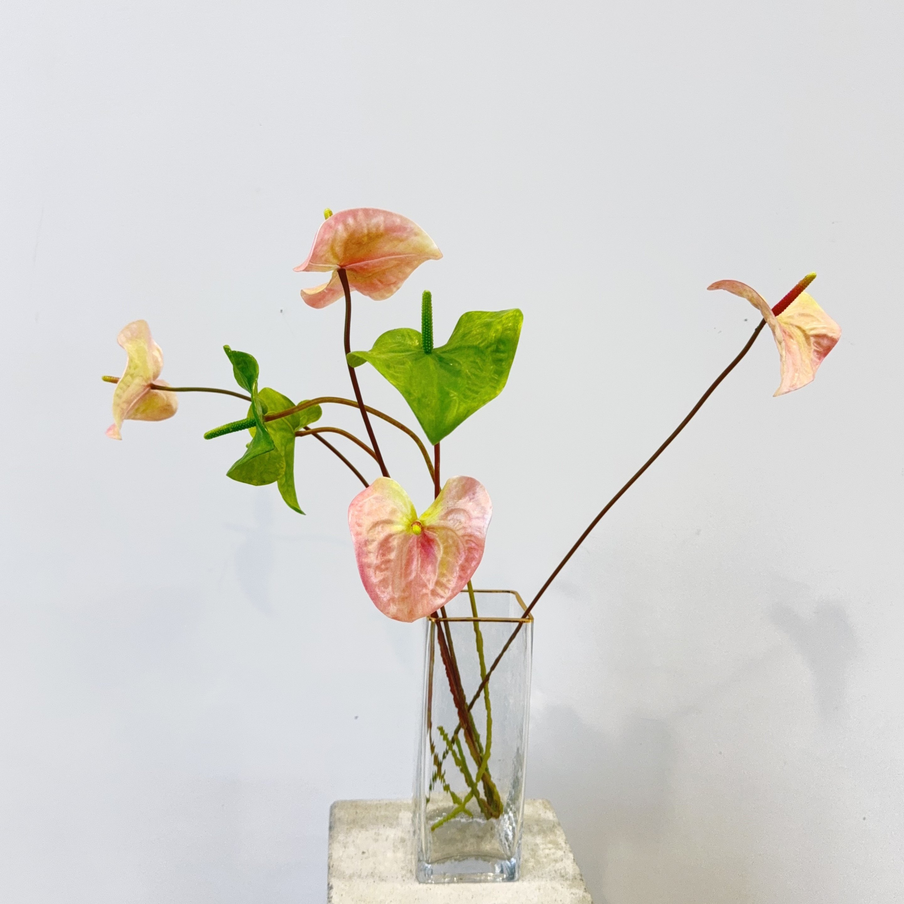 留夏仿真花 PU材质 红掌 火鹤掌 绿掌 酒店前台绢花手感花艺设计