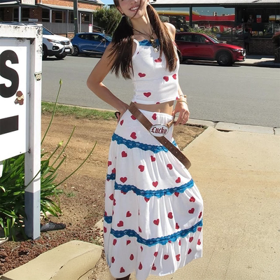 gagaopt甜酷爱心背心时尚套装