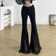 春 垂感拖地裤 gagaopt设计感蕾丝拼接微喇裤 女紧身显瘦高腰休闲裤