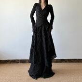 小个子高腰修身 gagaopt纯色不规则设计感半身裙春季 新款 显瘦长裙