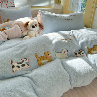 A类母婴级牛奶绒毛绒四件套2025新款细颗粒羊羔绒超柔软冬季加厚