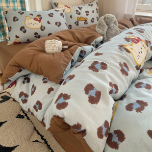 纯棉全棉四件套2026新款 通用被罩被套三件套费尔岛风床上床品 四季