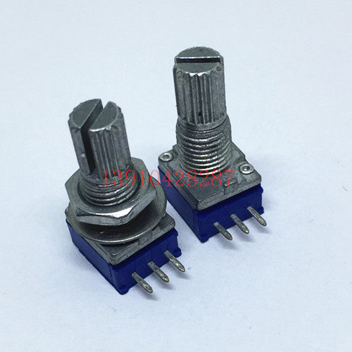 R09精密音量仪器旋转电位器单联B100K 柄长15mm 卧式3脚电位器