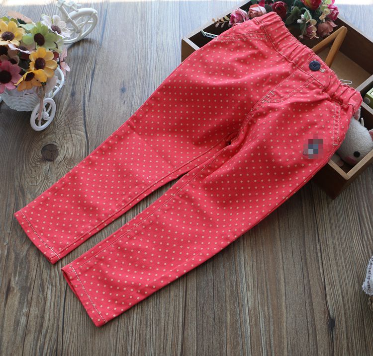 韩国百搭波点女童纯棉休闲裤包邮