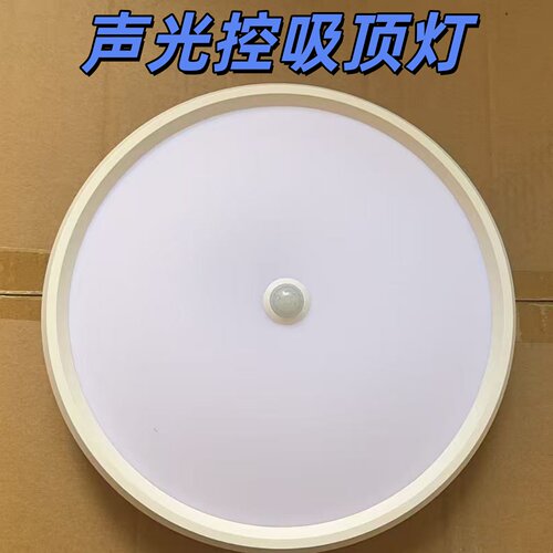 声光控LED吸顶灯人体感应灯三防灯楼梯过道走廊车库灯推拉安装