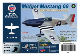 野马战机 全球油动像真机轻木固定翼MIDGET MUSTANG 翼展60