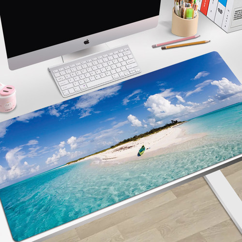 超大号鼠标垫子办公键盘电脑桌垫锁边加厚创意定制女生家用海景