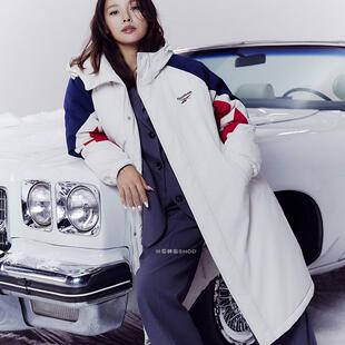 Reebok/锐步冬季新款男女连帽宽松运动长款棉服外套REJU4FD56