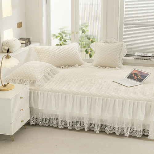 牛奶绒榻榻米床盖专用带裙边炕罩