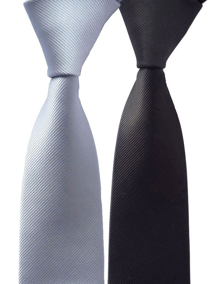 黑色领带男正装商务韩版学生潮流银灰色6cm拉链细窄纯色黄色白色