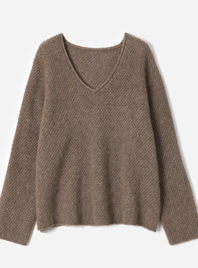 WZT08324 茉莉雅集 云朵触感进口Llama骆马大羊驼绒V领针织套衫