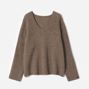 云朵触感进口Llama骆马大羊驼绒V领针织套衫 WZT08324 茉莉雅集