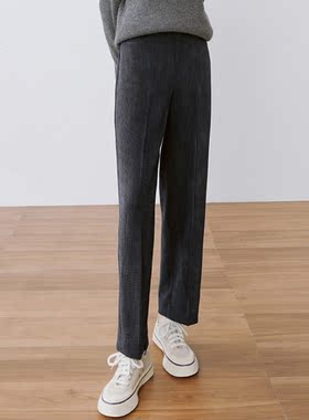WKZ04167 茉莉雅集 微弹灯芯绒高腰小直筒裤休闲百搭复古秋冬女