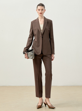*WXZ08013 茉莉雅集 优雅气质收腰精纺全羊毛戗驳领西装烟管裤女