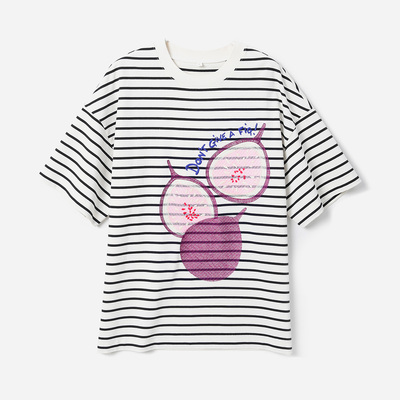 *WTX07163 茉莉雅集 花开花落花无果重工绣花全棉圆领BF风廓形T恤