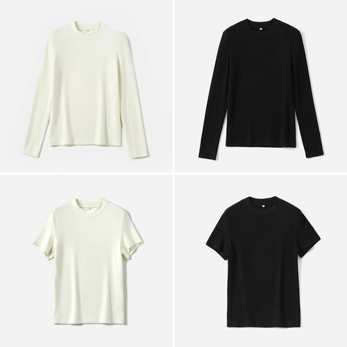 WTX07102 茉莉雅集V1NC*E日本料保暖绒感高弹打底圆领长/短袖T恤