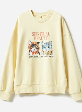 *WWY06083 茉莉雅集萌宠系列猫咪高清彩色数码油画印高支全棉卫衣