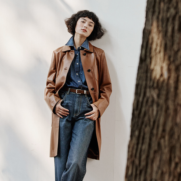 西班牙无涂层小羊皮皮衣风衣夹克