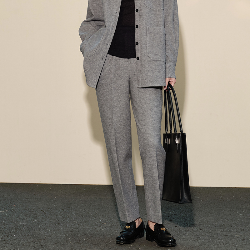 WKZ04406 茉莉雅集 日本精纺羊毛双面肌理工装锥形裤秋冬女