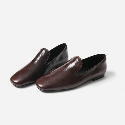 *ED09008 茉莉雅集 J*S经典复古小圆头马油皮一脚蹬单鞋女