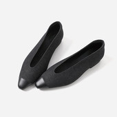 茉莉雅集 单鞋 羊绒布拼牛皮芭蕾舞鞋 P尖头平底牛仔布 ED08052